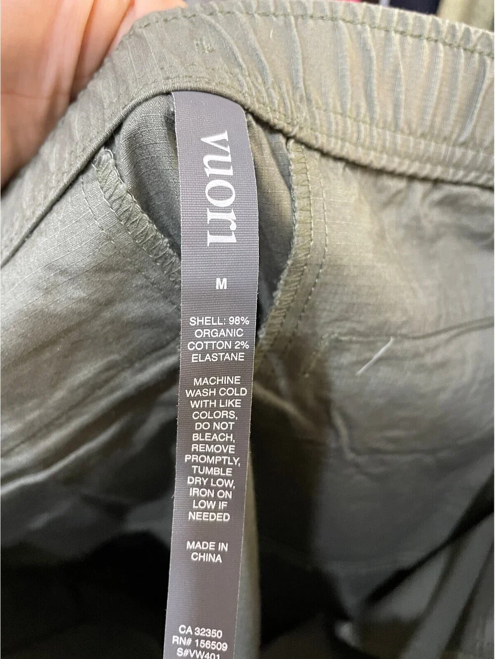 Vuori Men’s Ripstop Climber Pant Army Green Organic Cotton M